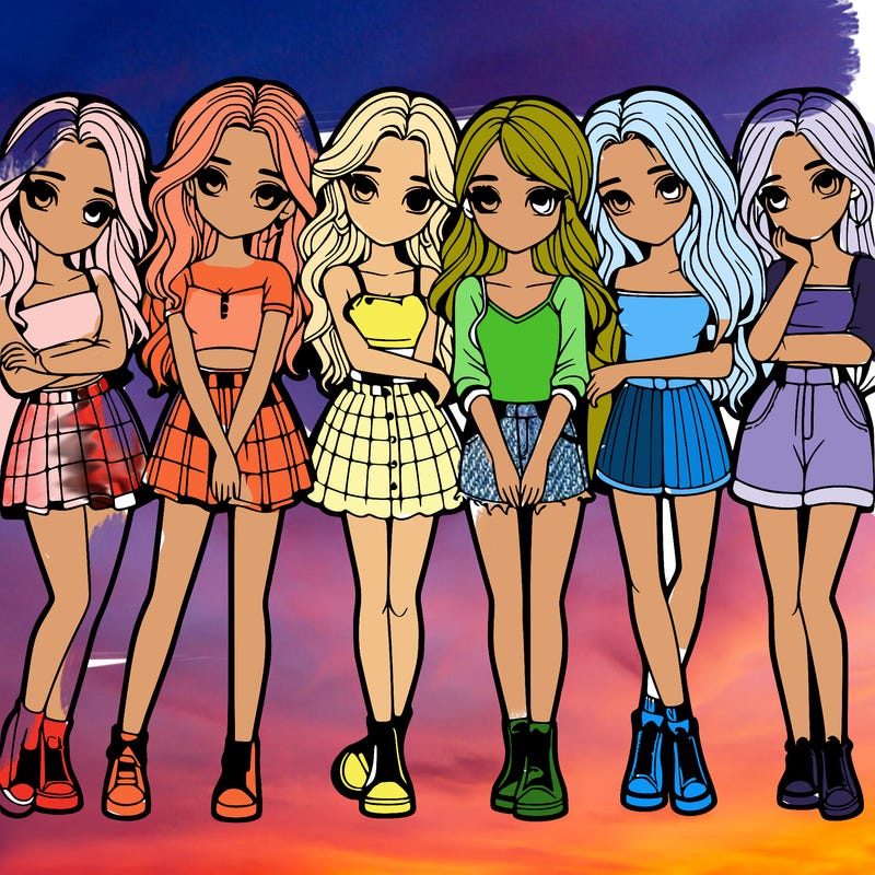 a group of girls realistic