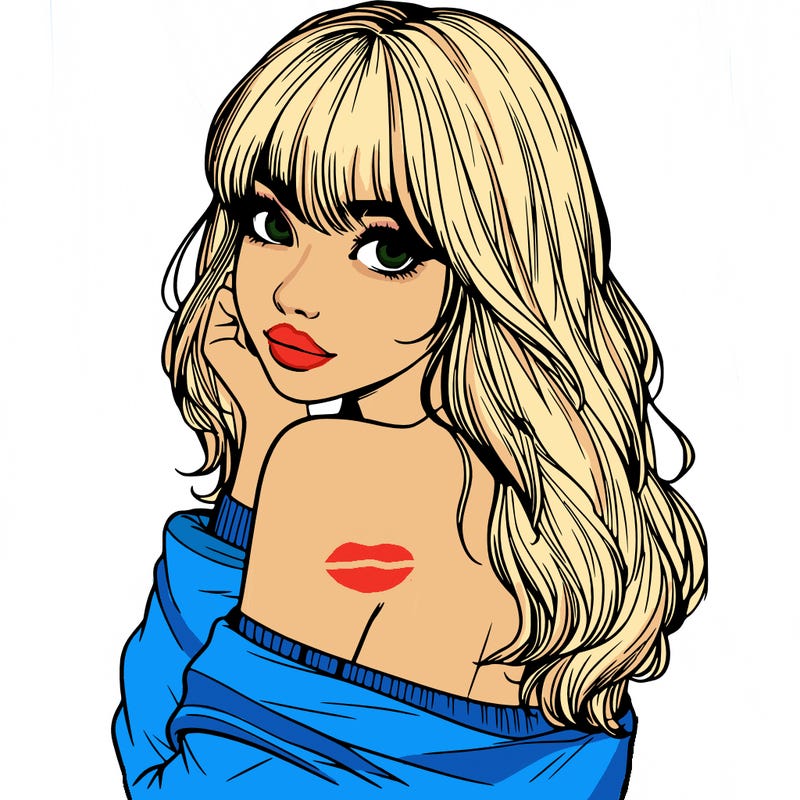 realistic girl with bangs looking over her shoulder