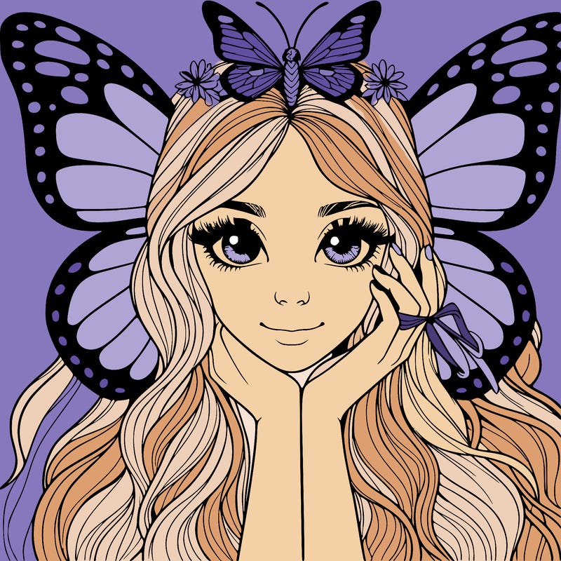 butterfly realistic girl