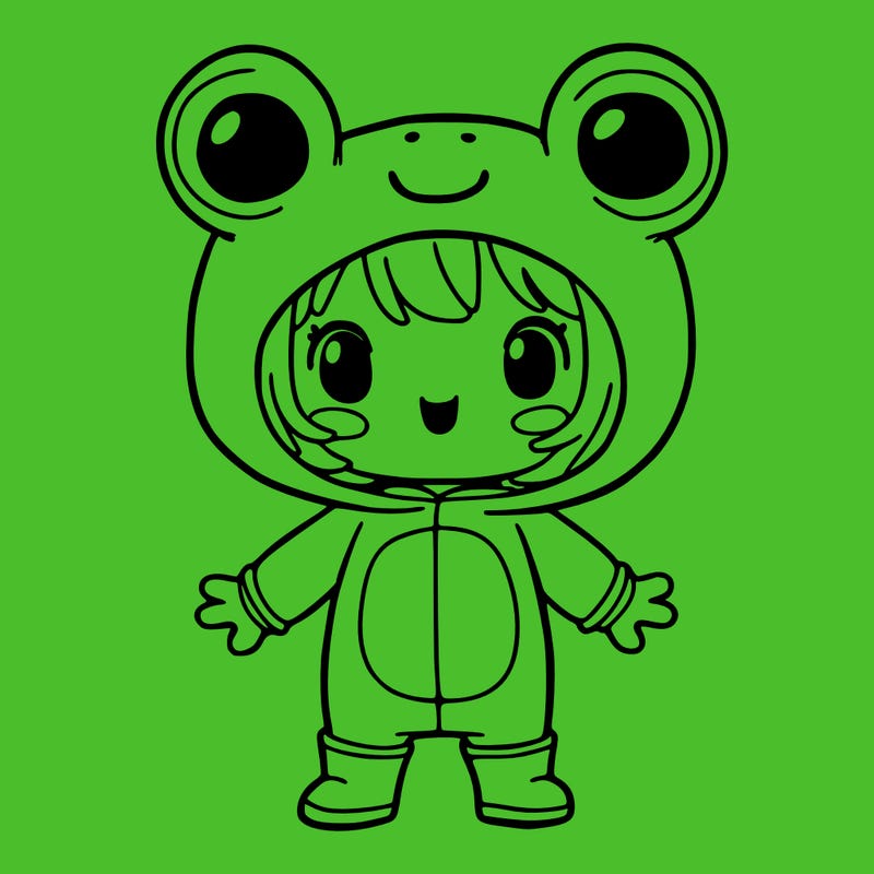 girl in a frog suit