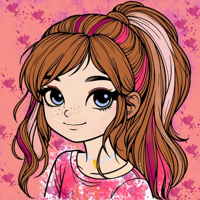 realistic girl with ponytail