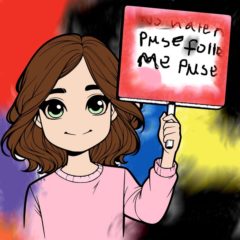 realistic girl holding up a sign