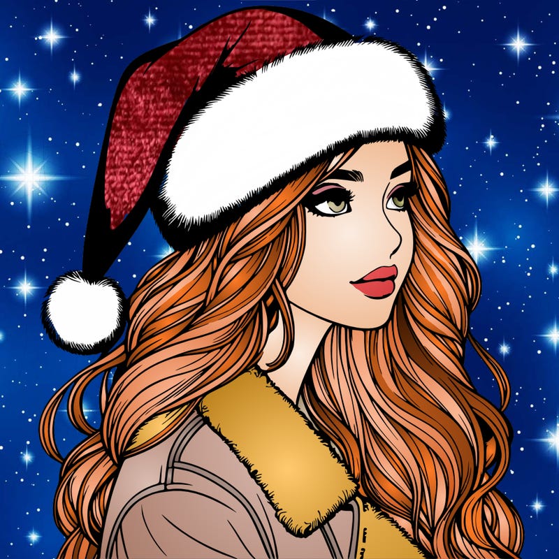 realistic girl in santa hat