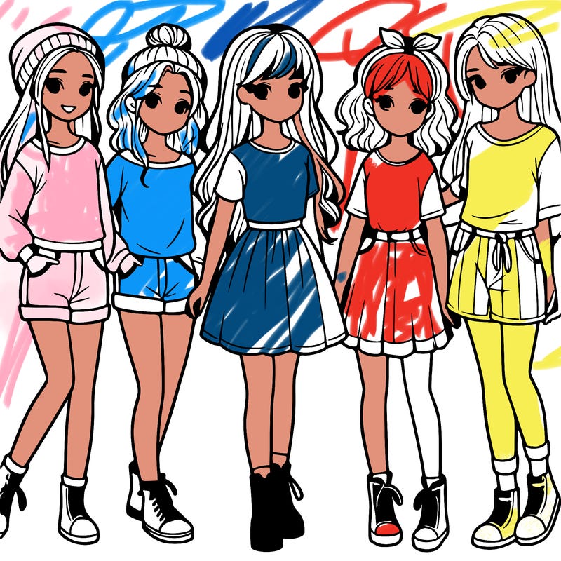 a group of five girls