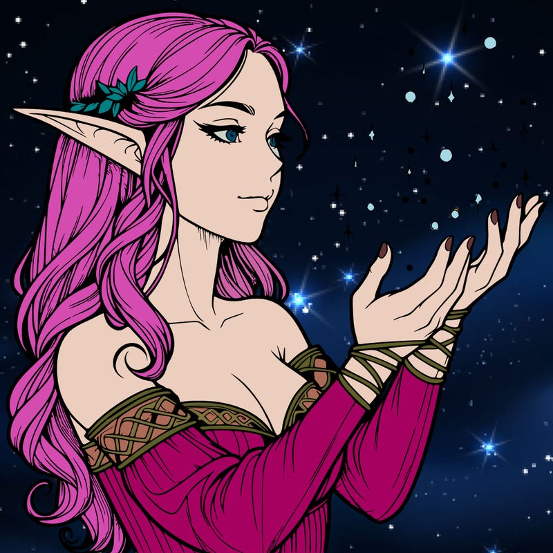 realistic elf girl doing magic