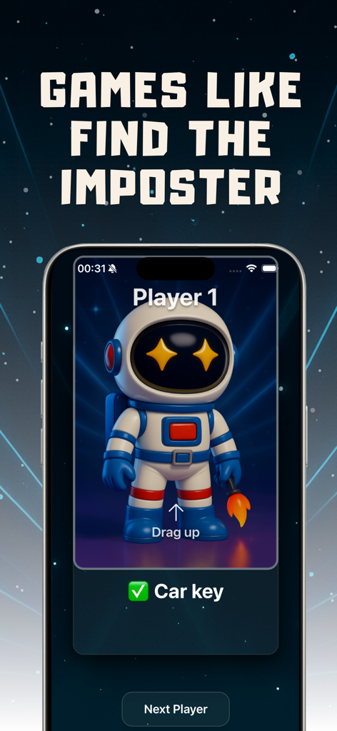 Imposter & Party Games - BAM! - Interface of the Imposter game in the BAM app showing a player seeing their secret word