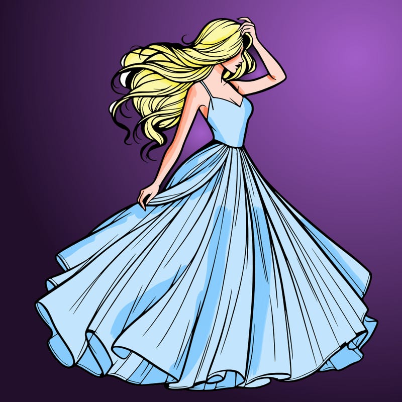 realistic woman with dress flowing in the wind