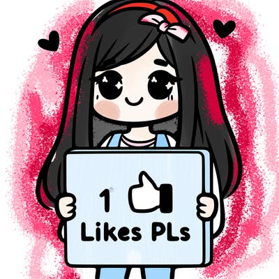 girl holding a sign saying 10 likes pls