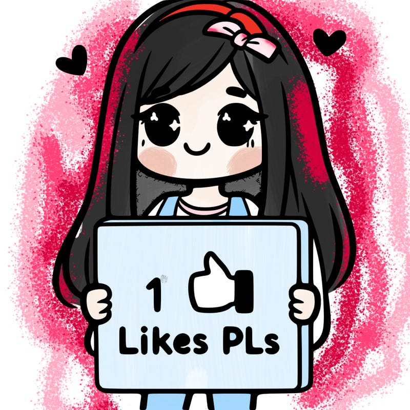 girl holding a sign saying 10 likes pls