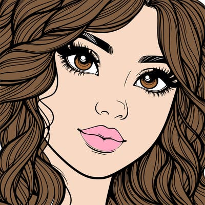 beautiful realistic girl close up to the camera with wavy hair,