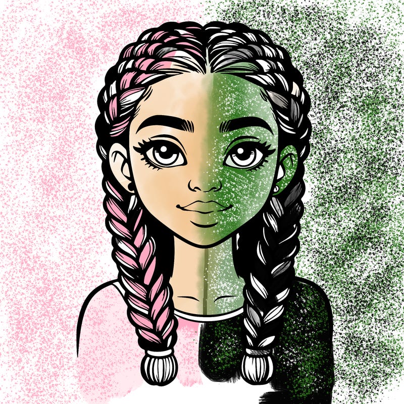 realistic girl with braids