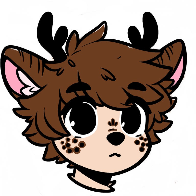 a humanoid deer with soft fluffy ears