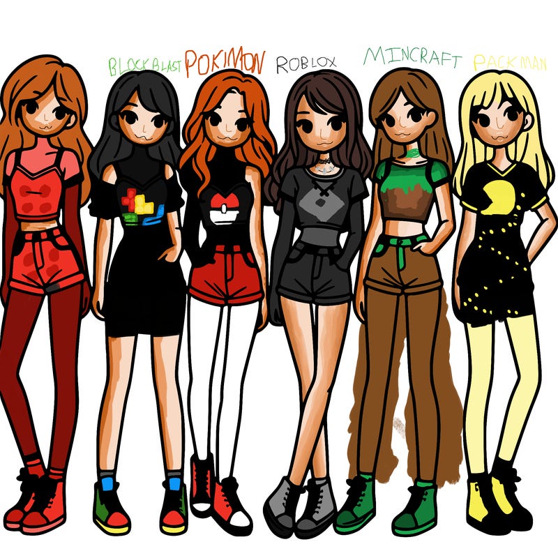 a group of girls wearing crop tops and shorts