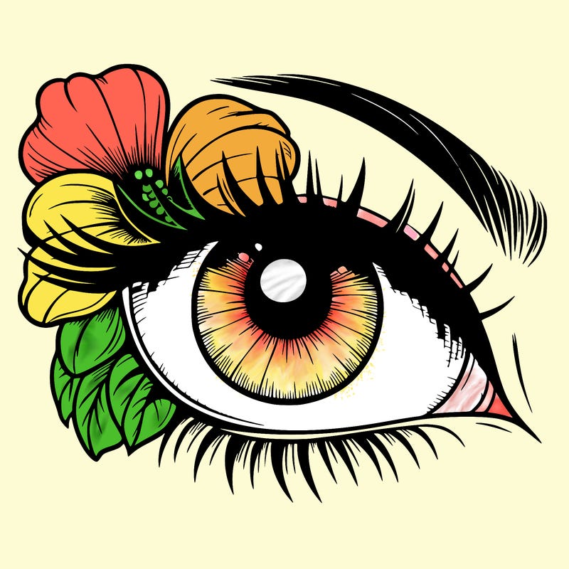 realistic eye with flower