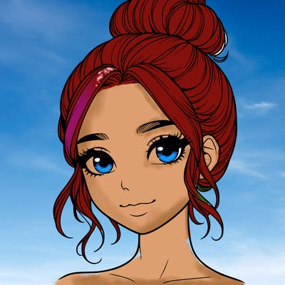 realistic pretty girl with hair in bun