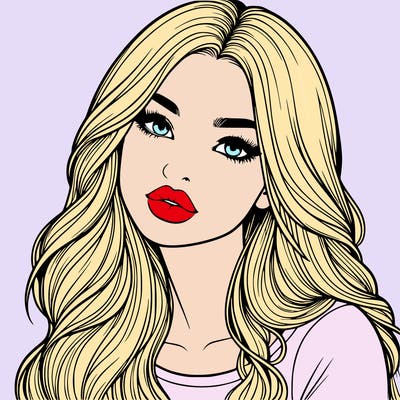 realistic girl with hair on her hair and lips