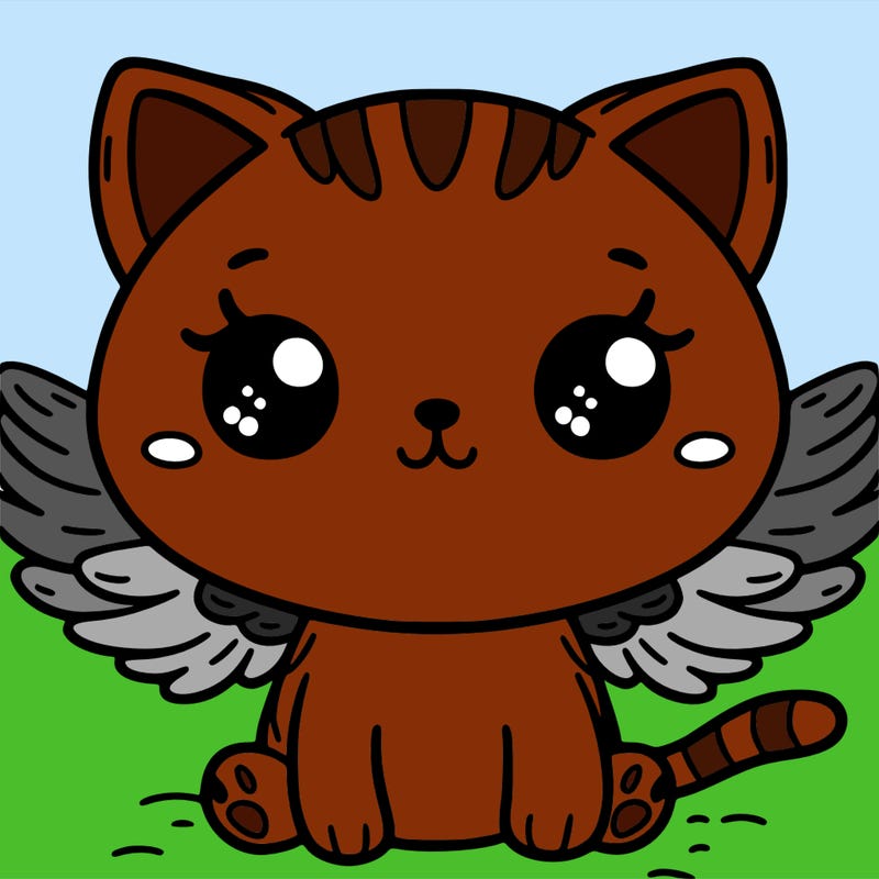 a cute cat with wings