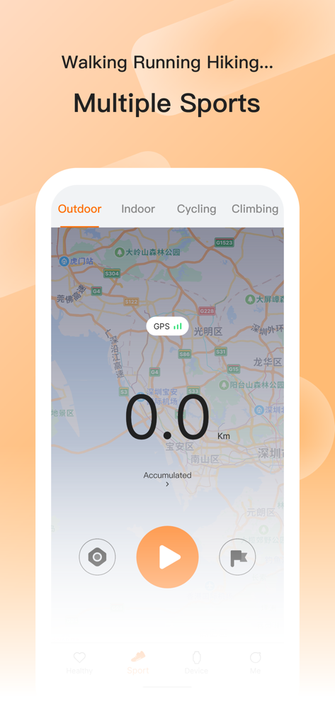 SMART-TIME PRO app interface showing multiple sports tracking with a map and GPS data