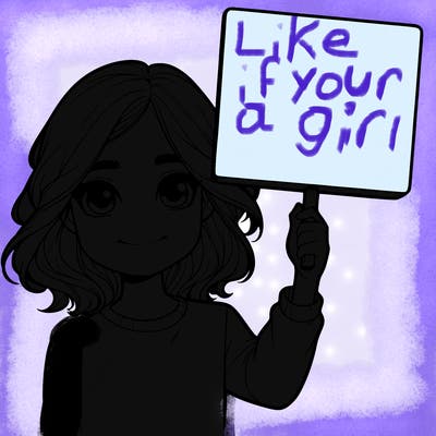 realistic girl holding up a sign