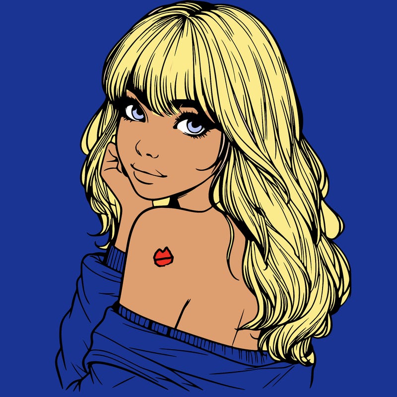 realistic girl with bangs looking over her shoulder