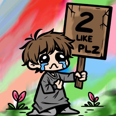 small poor toddler crying with sign that says 2 like plz
