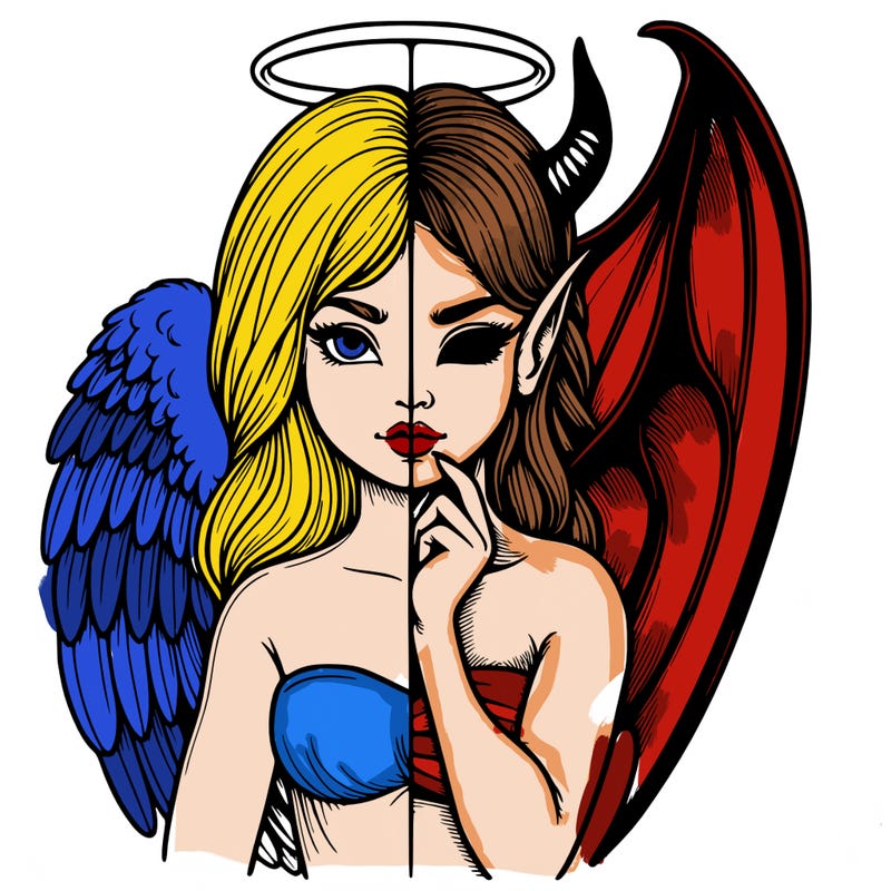 realistic angel half demon