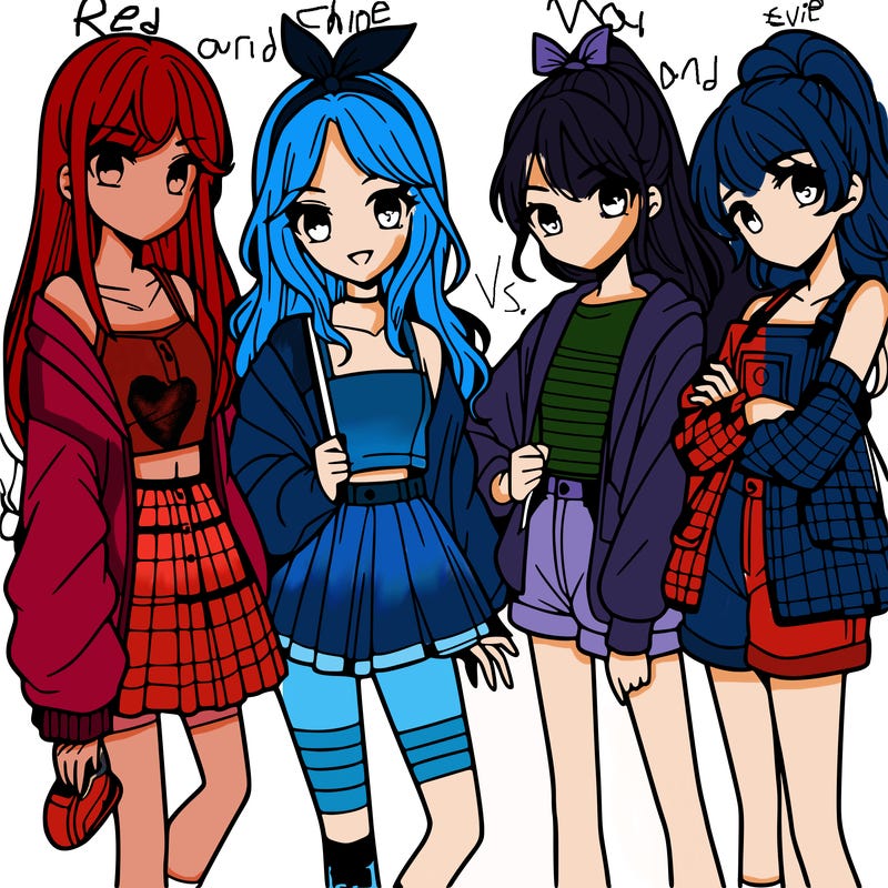 teen manga girls group of 4