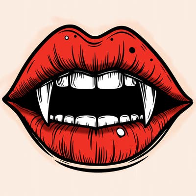 lips with vampire teeth