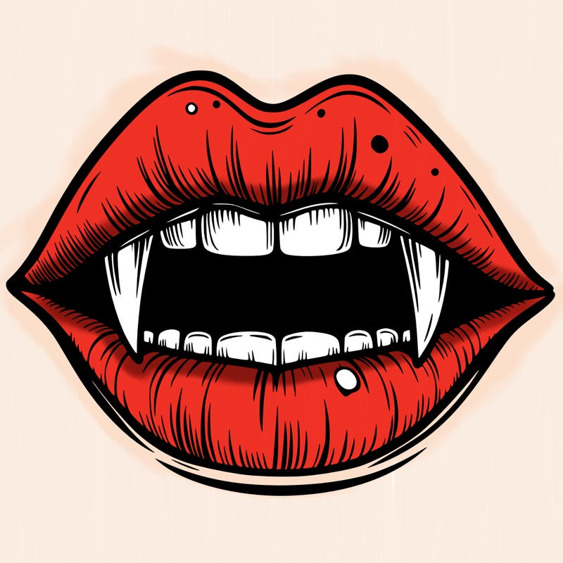 lips with vampire teeth