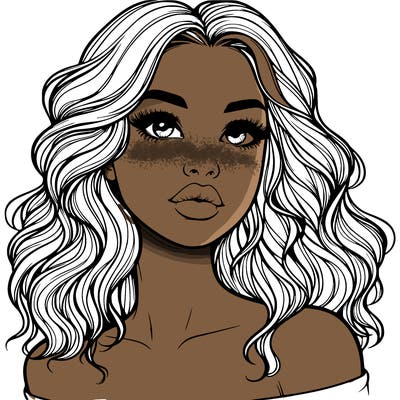 realistic girl with wavy hair and lips