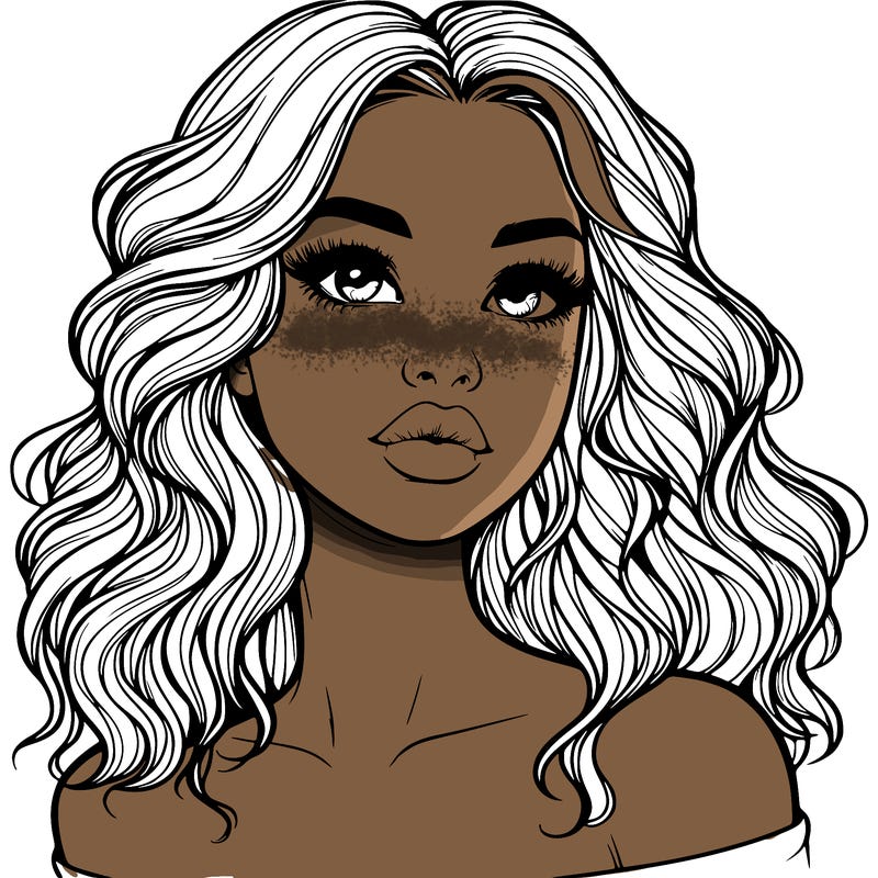 realistic girl with wavy hair and lips