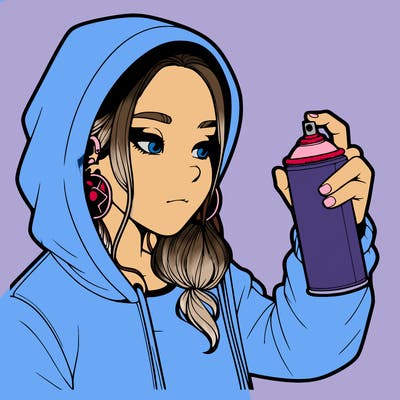 a realistic girl, spray painting