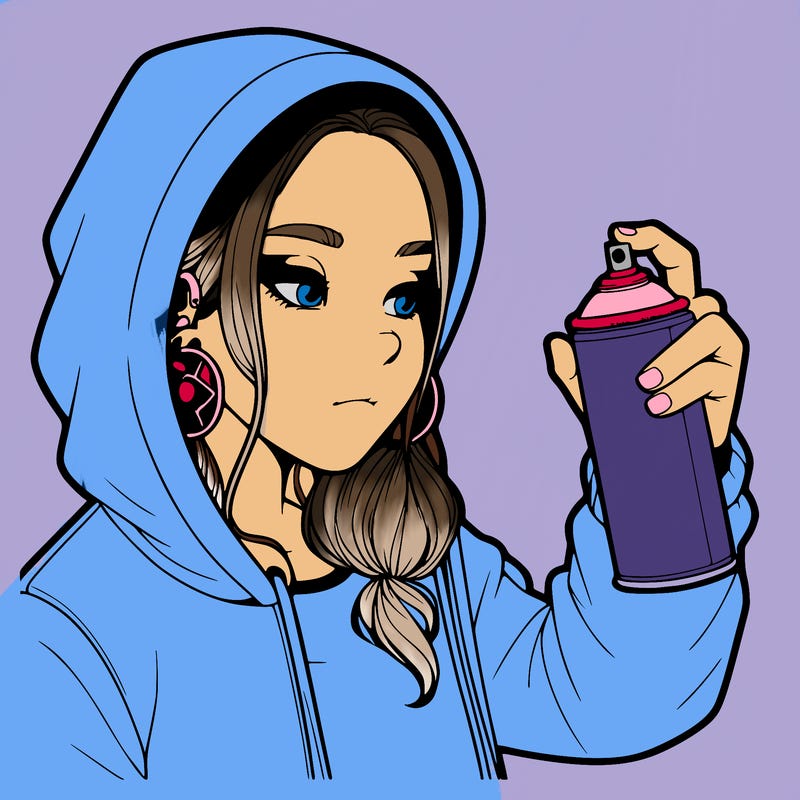 a realistic girl, spray painting