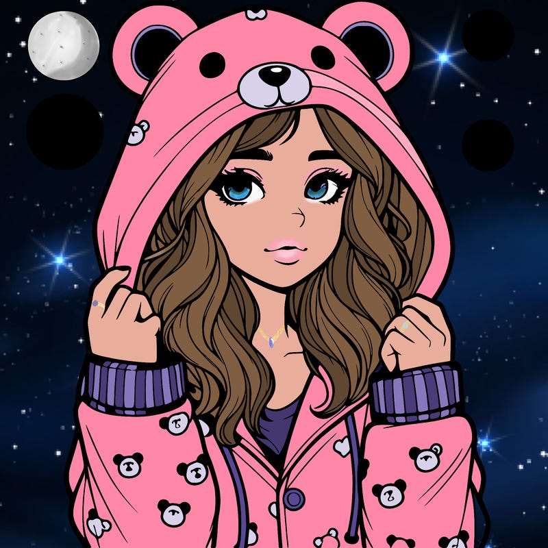 realistic girl in a animal pjs hoodie