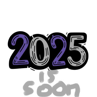 one line scrawled numbers sketch design “2025”