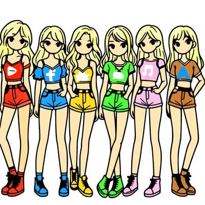 a group of girls wearing crop tops and shorts