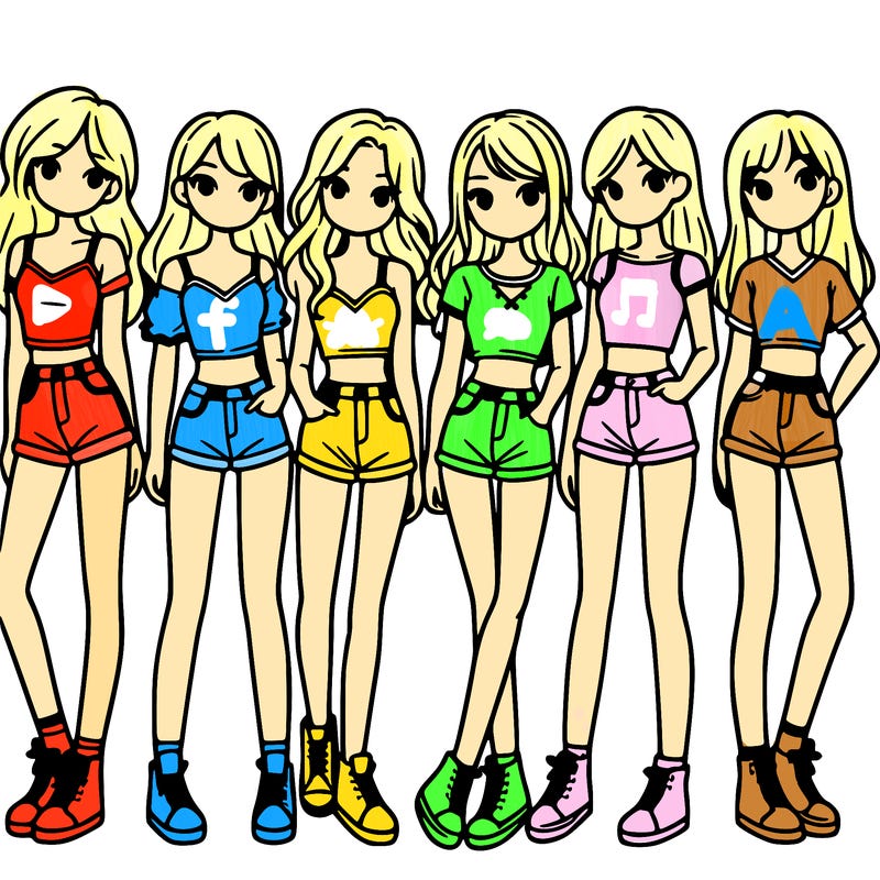 a group of girls wearing crop tops and shorts