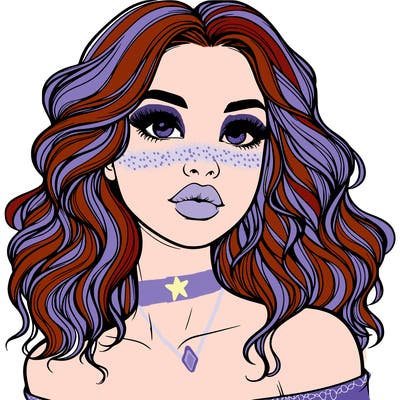 realistic girl with wavy hair and lips