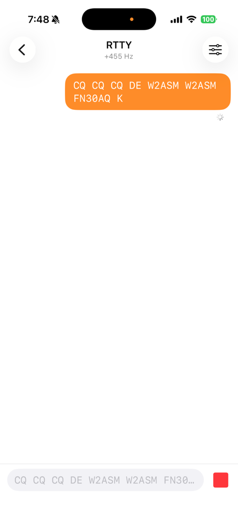 Amateur Digital app RTTY transmission in chat style