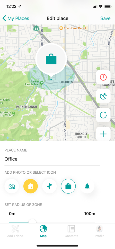 Find My Friends Phone - iMapp - Setup a geofence for an office location in the iMapp family locator app