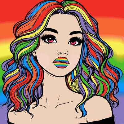 realistic girl with wavy hair and lips