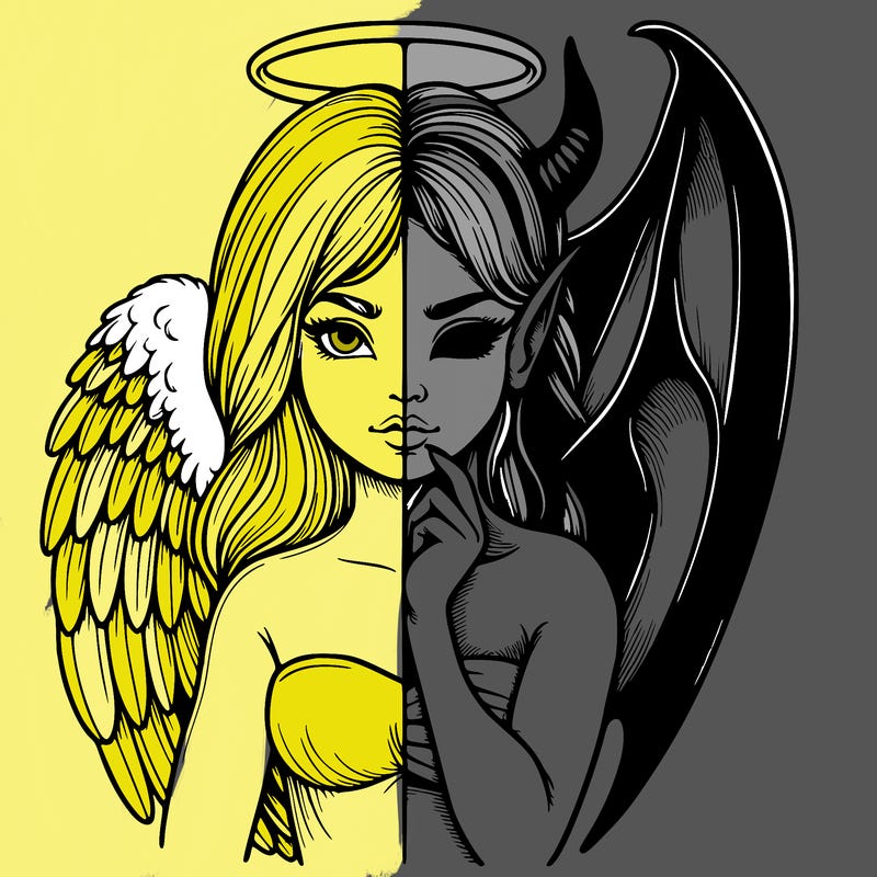 realistic angel half demon