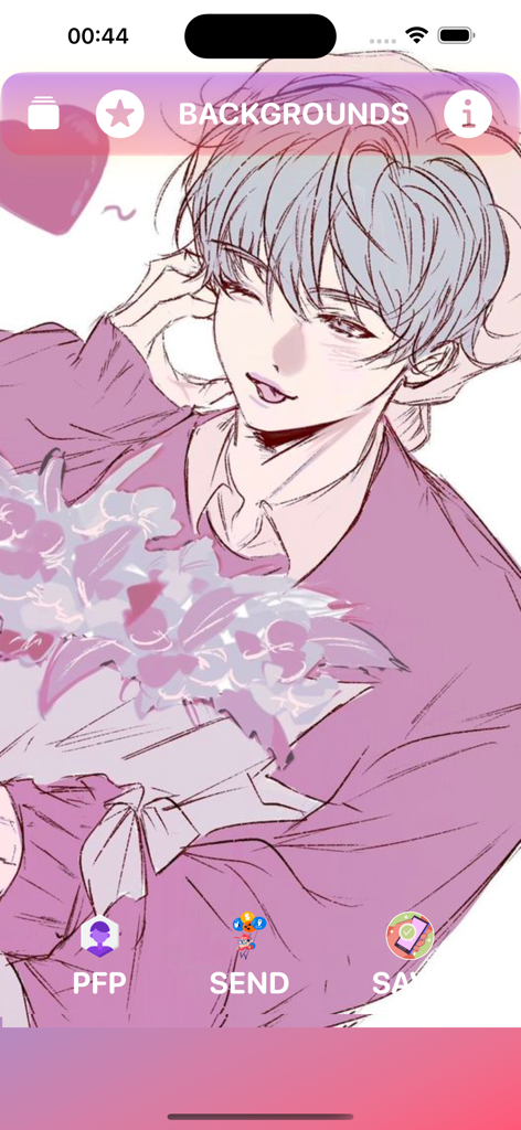 Cute Lily Lovebraid Keyboard - Aesthetic anime character holding purple flowers with a heart on a stylized background