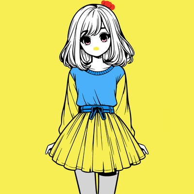 realistic girl with a skirt on