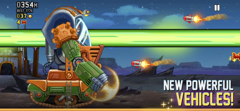 Jetpack Joyride Classic - Gameplay screenshot of Jetpack Joyride Classic showing a powerful mechanical vehicle