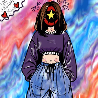 realistic girl faceless with baggy pants and a crop top