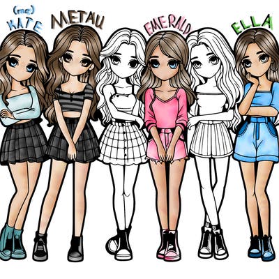 a group of girls realistic