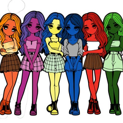 a group of girls realistic