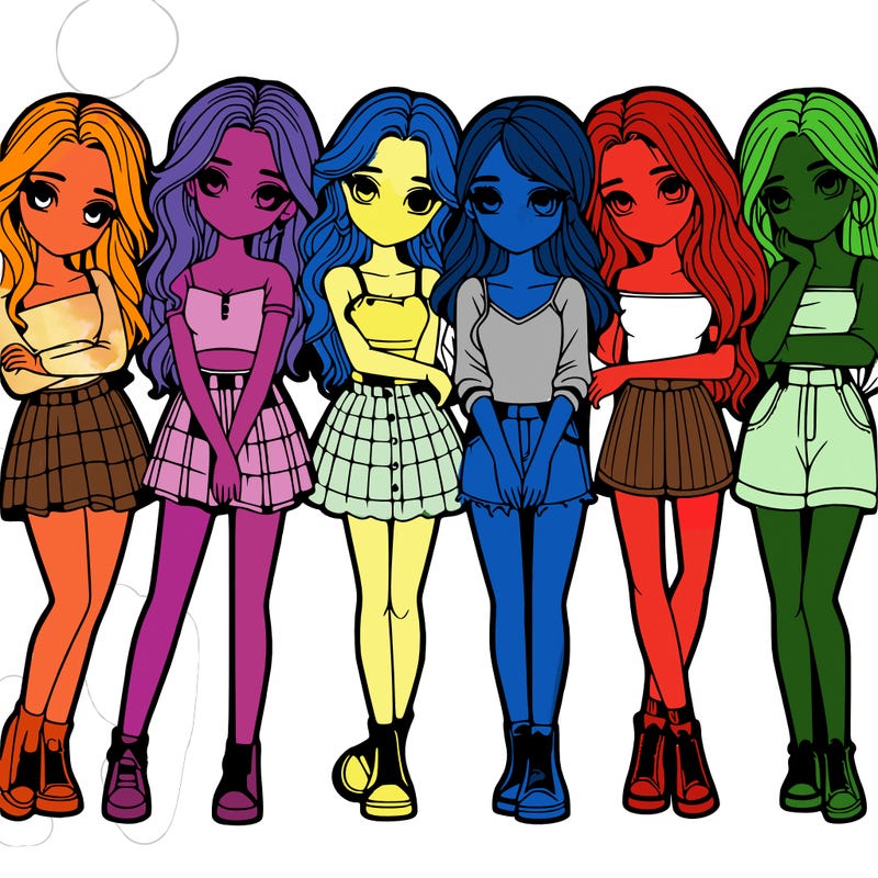 a group of girls realistic