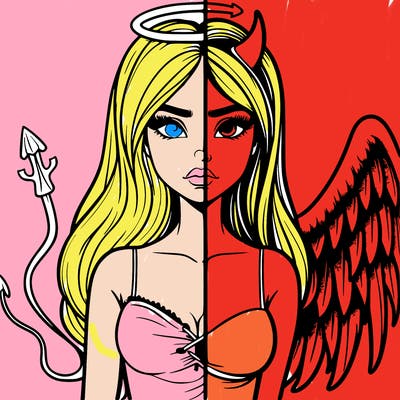 devil vs angel realistic girl